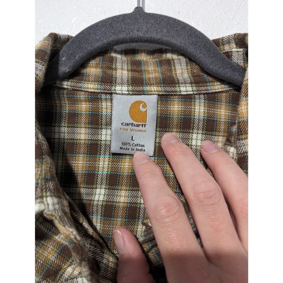 Carhartt Women's Pearl Snap Plaid Button Down Shirt - Picture 4 of 6